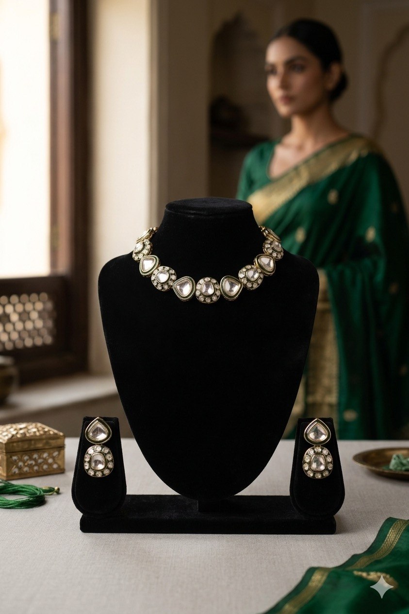 Sovereign Meena-Kundan Statement Collar Set for Grand Occasions