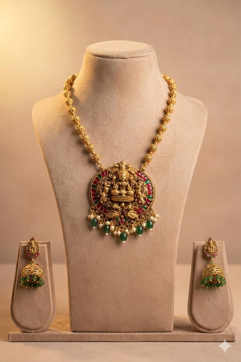 Lotus bloom ganesha neckpiece