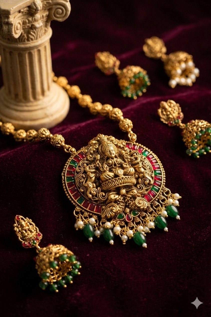 Lotus bloom ganesha neckpiece